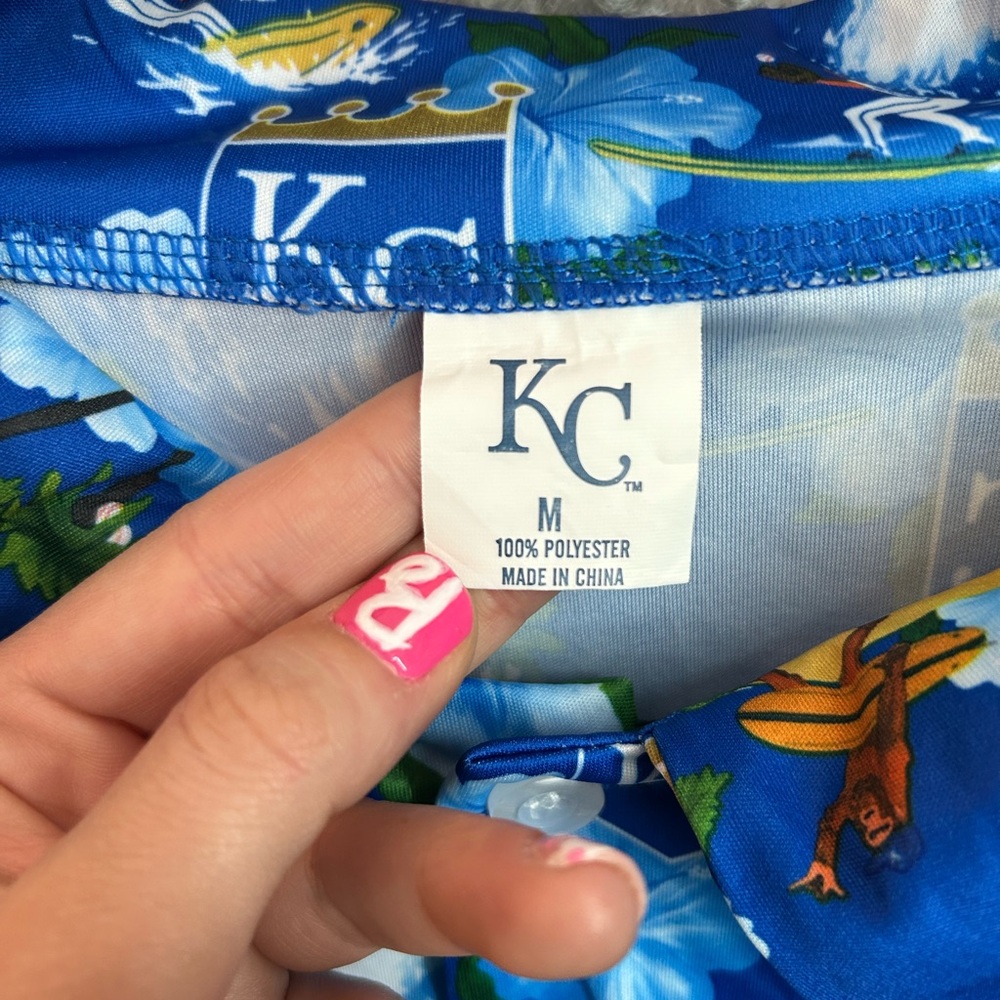 Blue KC Themed Hawaiian Shirt - Picture 4 of 5